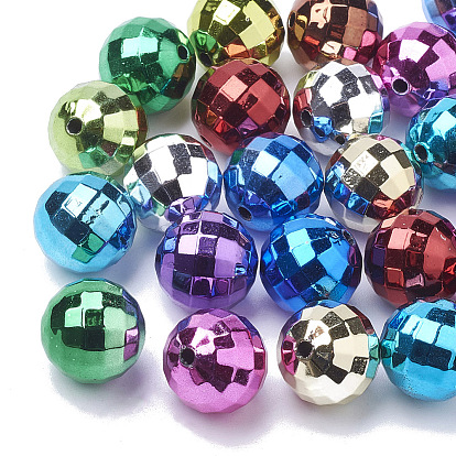 Color Plated Acrylic Beads, Disco Ball Beads, Faceted, Round
