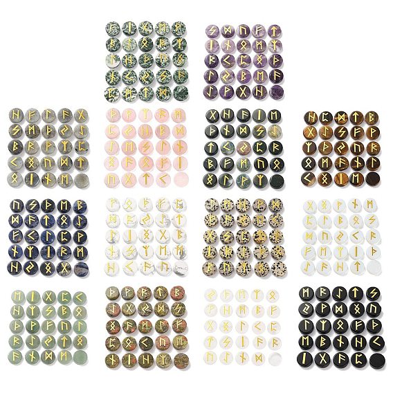 Латунь старший футарк алфавит гравированный символ плоский круглый натуральный и синтетический драгоценный камень рунические камни, для балансировки чакр, кристаллотерапия, медитация, гадание