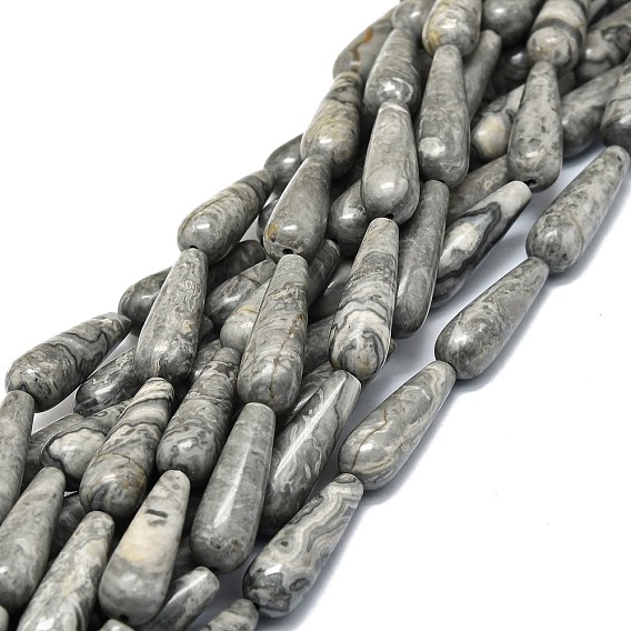 Природные зебры яшмы бисер нитей, капля воды