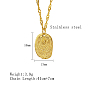 Stainless Steel Textured Oval Pendant Necklaces, Double Link Chain Necklaces for Women