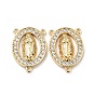 Eco-friendly Brass Micro Pave Cubic Zirconia Multi-strand Links, Long-Lasting Plated, Cadmium Free & Lead Free, Oval