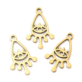 Ion Plating(IP) 316L Surgical Stainless Steel Pendants, Laser Cut, Teardrop with Eye Charm