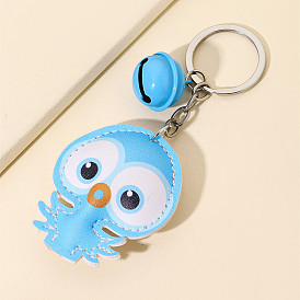 Cute Blue Octopus Car Keychain with PU Material and Cotton Filling