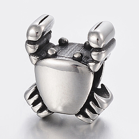 304 Stainless Steel Beads, Large Hole Beads, Crab