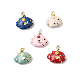 Латунь эмаль подвески, рыбы прелести, долговечный, без кадмия и без свинца, с целью перехода в кольце, золотые