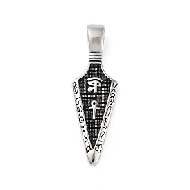 Rétro 304 en acier inoxydable gros pendentifs, fer de lance avec oeil d'horus et breloque croix égyptienne ankh