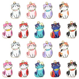 45 шт 9 цвета сплава эмалевые подвески, подвески в форме кошки, золотые