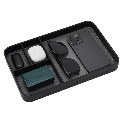 4 Кожаные подносы для демонстрации ювелирных изделий: сережек, колец и браслетов, прямоугольные