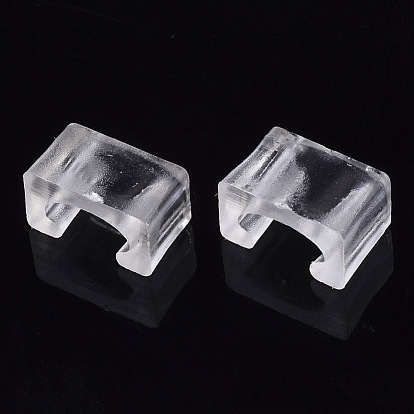 Transparent AS Plastic Base Buckle Hair Findings, for Hair Tie Accessories Making, Rectangle Shape