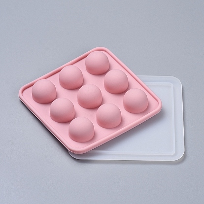 Food Grade DIY Silicone Molds, Fondant Molds, with Plastic Lid, Baking Molds, Chocolate, Candy, Biscuits, UV Resin & Epoxy Resin Jewelry Making, Round Ball