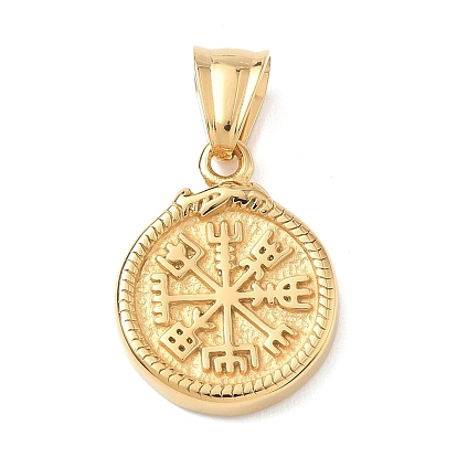 304 подвески из нержавеющей стали, vegvísir, ручная полировка, ионное покрытие (ip)