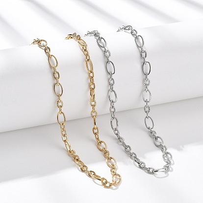 5.5мм 304 ожерелья из текстурированной овальной цепочки из нержавеющей стали