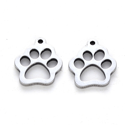 304 Stainless Steel Charms, Laser Cut, Dogs Paw Print