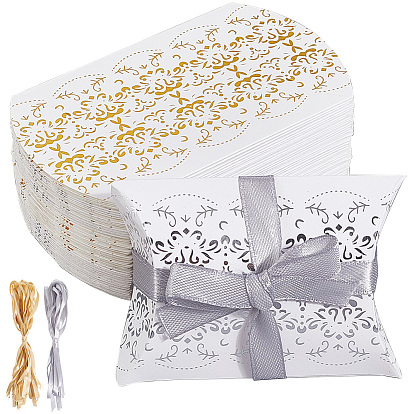 40наборы 2цвета горячее тиснение подушки картон бумага печать коробки конфет, с лентами, для свадьбы