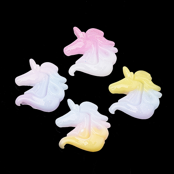 Кабошоны из смолы, с блеском порошок, имитация желе, единорог
