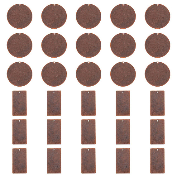 40шт 2 стили металлические бирки, латунные штампы с подвесками, плоские круглые и прямоугольник