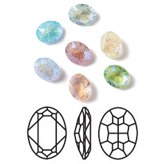 Треск в стиле лунного света k9 стеклянные кабошоны со стразами, плоская задняя и задняя, овальные