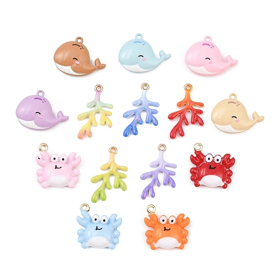 Подвески из эмали и сплава, золотые, разноцветные