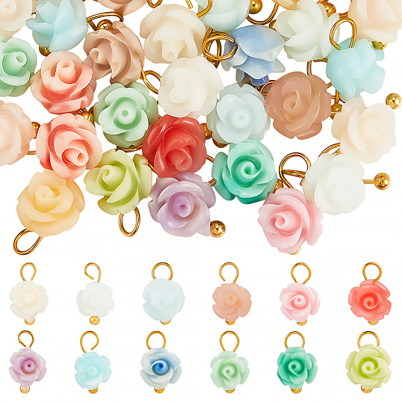 60 шт. подвески в виде синтетических окрашенных кораллов, с золотыми тонами латунных петель