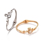 Crystal Rhinestone Swan Cuff Bangle, Hinged Open Bangle for Women, Ion Plating(IP)