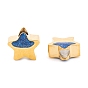 Ion Plating(IP) 304 Stainless Steel Beads, with Enamel, Real 18K Gold Plated, Star