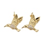 Латунные микропаве прозрачные подвески с фианитом, долговечный, с прыжковых колец, птица
