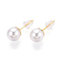 Круглые серьги-гвоздики из латуни с искусственным жемчугом, с 316 штифтов из нержавеющей стали, без никеля 