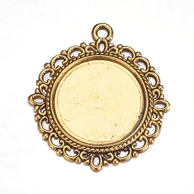 Ajustes colgante de la aleación de zinc para cabujón y rhinestone, materiales para DIY bisutería, sin plomo y cadmio, plano y redondo
