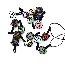 Hand-Woven Natural Gemstone Adjustable Pendant Necklaces