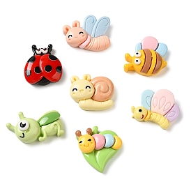 Opaque Resin Decoden Cabochons, Flower/Snail/Butterfly/Ladybird, Mixed Shapes