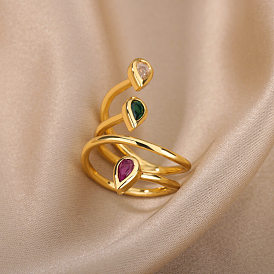 Minimalist Colorful Zircon Ring for Women, Chic and Unique Open Design Jewelry