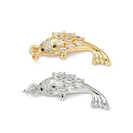 Латунные микро проложить кубического циркония подвески, рыба