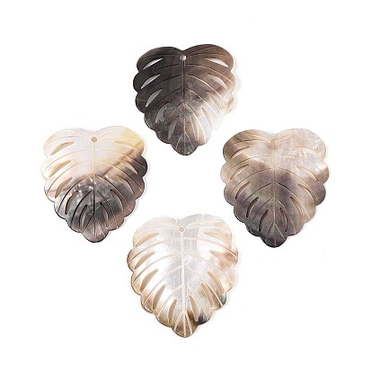 Black Lip Shell Pendants, Monstera Leaf