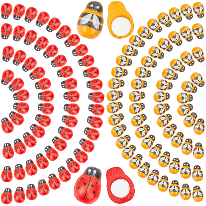 300шт 2 стили натуральное дерево тополь кабошоны, коровка