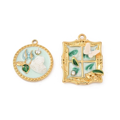 304 подвески из нержавеющей стали, с эмалевой и стразовой отделкой, ионное покрытие (ip), реальный 18 k позолоченный