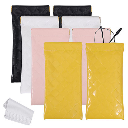 Чехол для очков из искусственной кожи, с тканью для чистки очков из замшевого волокна