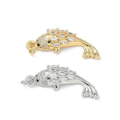 Латунные микро проложить кубического циркония подвески, рыба