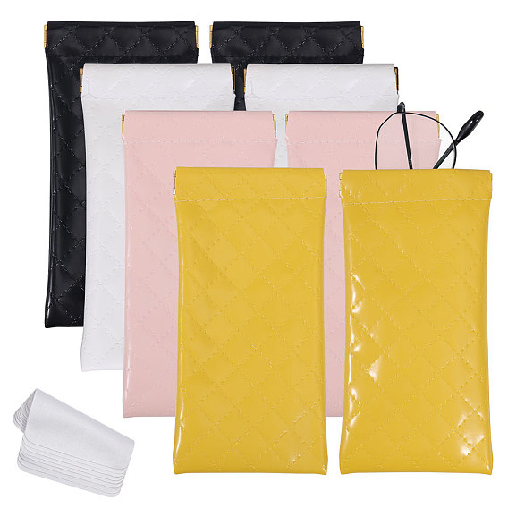 Чехол для очков из искусственной кожи, с тканью для чистки очков из замшевого волокна