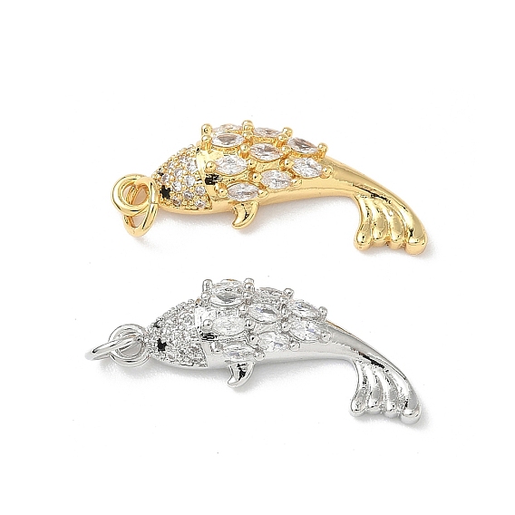 Латунные микро проложить кубического циркония подвески, рыба