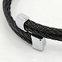 Mode 304 bracelets de couple en acier inoxydable, 304 bracelets de corde en acier inoxydable, avec les accessoires en métal, 51mm