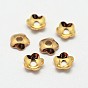 5-Petal Flower Brass Bead Caps, Cadmium Free & Nickel Free & Lead Free, 4x1mm, Hole: 1mm