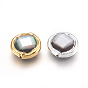 Black Lip Shell Beads, Edge Plated, Faceted, Flat Round