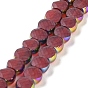 Electroplate Frosted Glass Beads Strands, Rainbow Plated Edge Beads , Faceted Flat Round