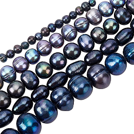BENECREAT 75Pcs 5 Style Natural Cultured Freshwater Pearl Beads, Potato & Rice, Dyed