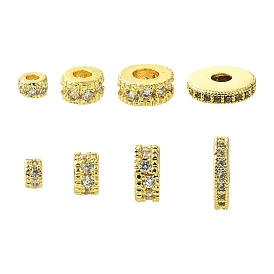 8 шт 4 стили латунные бусины из кубического циркония микропаве, плоско-круглые