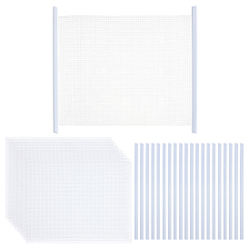 10шт. прямоугольные пластиковые сетчатые холсты, для вышивания, изготовление акриловой пряжи, трикотажные и вязаные проекты, с 30шт. переплетными планками