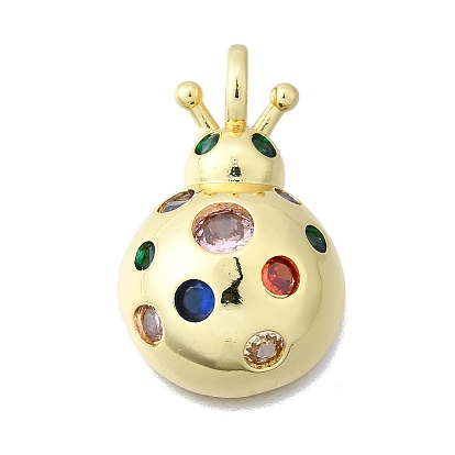 Латунные микро-паве красочные кубические циркониевые подвески, без кадмия и без свинца, коровка