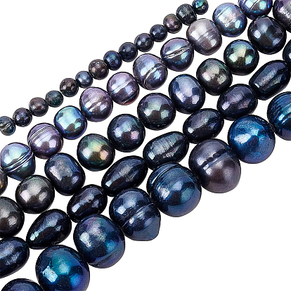 75Pcs 5 Style Natural Cultured Freshwater Pearl Beads, Potato & Rice, Dyed
