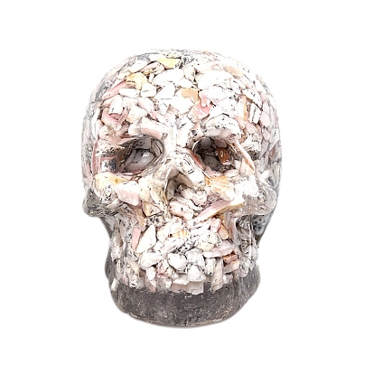 Resin Skull Display Decoration, with Shell Chips inside Statues for Home Office Decorations