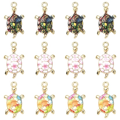 12 шт 3 цвета сплава эмалевые подвески, очарование черепахи